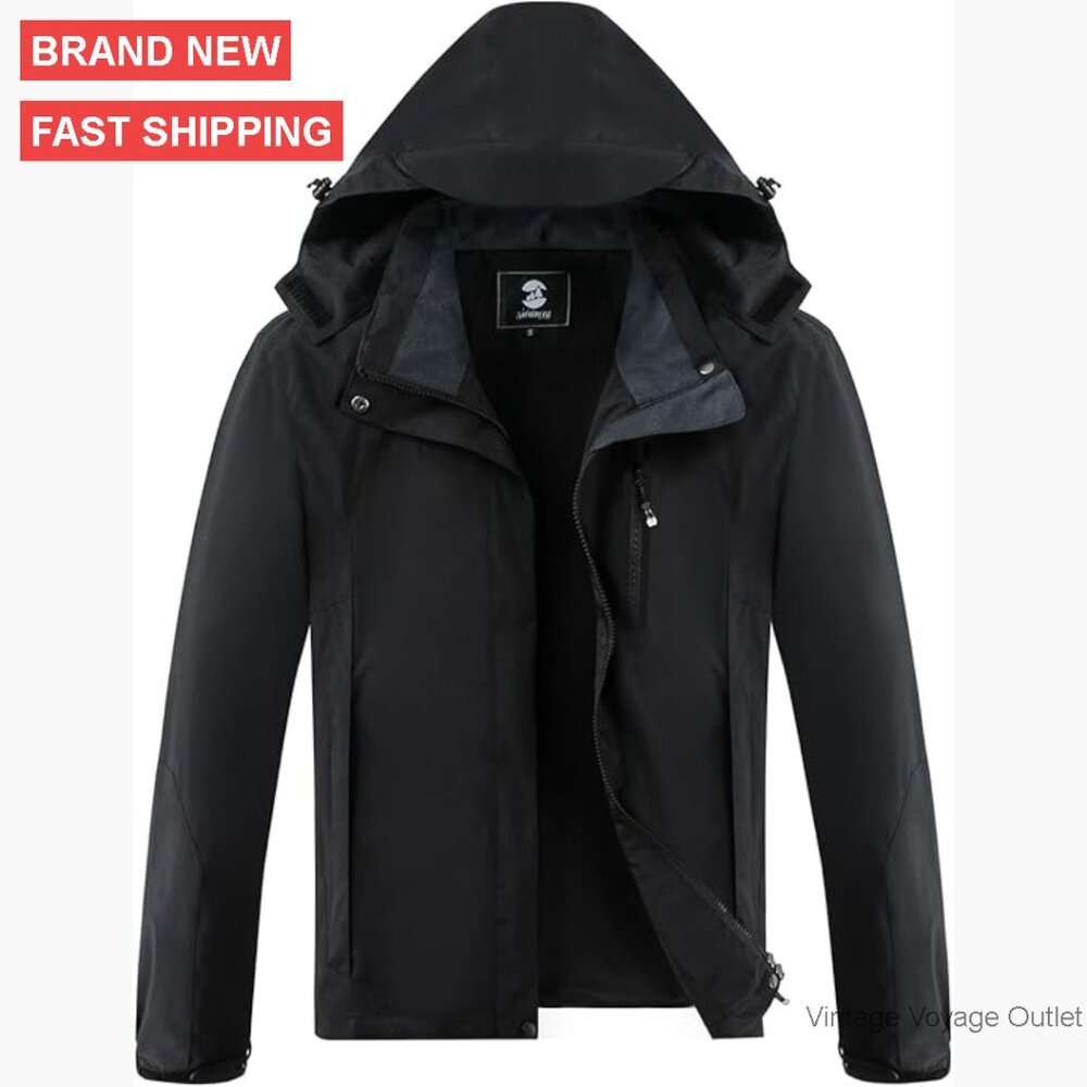 Lightweight Waterproof Rain Jacket with Removable Hood for Outdoor Activities